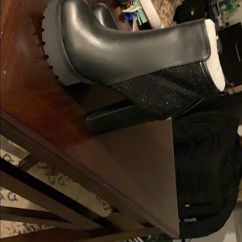 Black sparkle booties